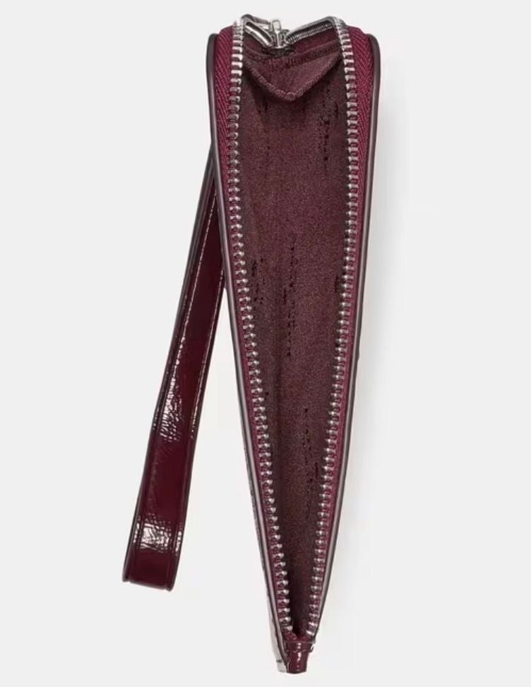 Kate Spade New York Patent Leather Wristlet Pouch Burgundy 3