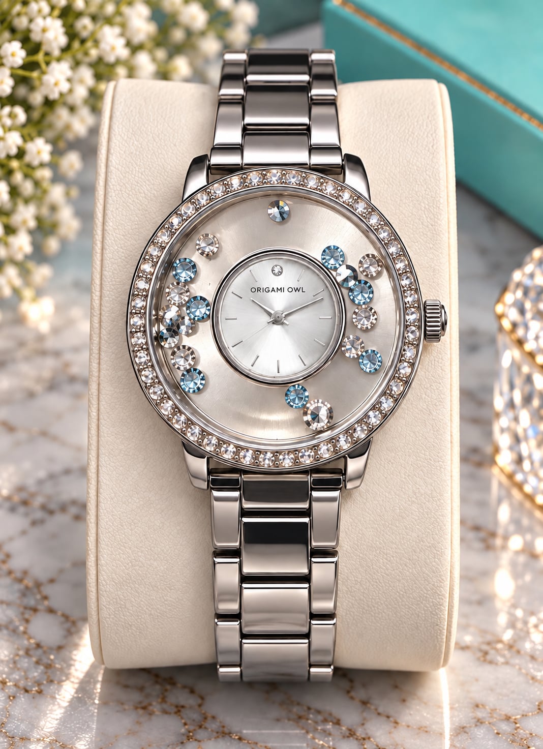 Origami Owl Crystal Floating Locket Watch Silver-Tone 2