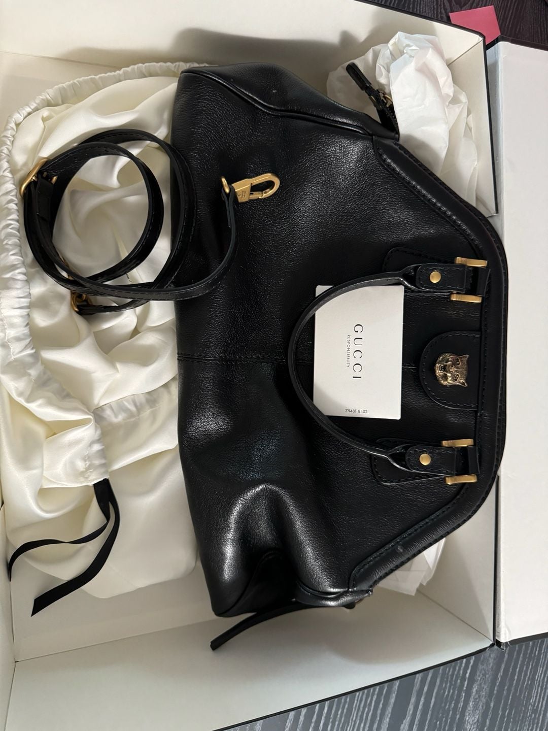 Gucci Black Leather Rebelle Top Handle Bag 2