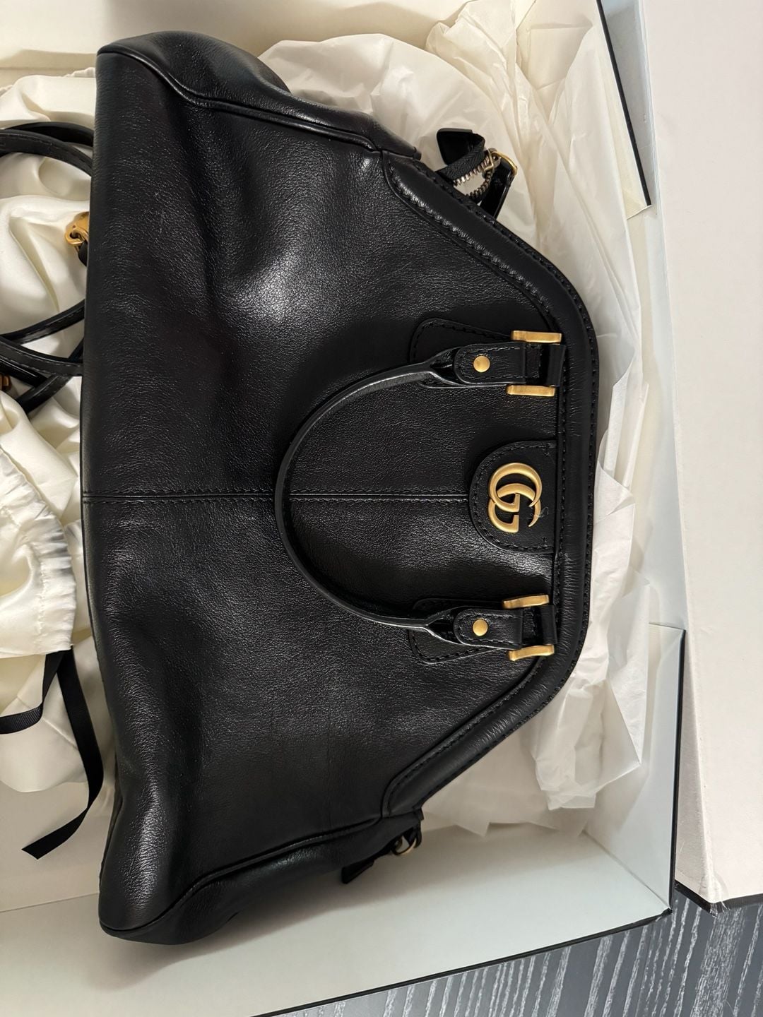 Gucci Black Leather Rebelle Top Handle Bag 5