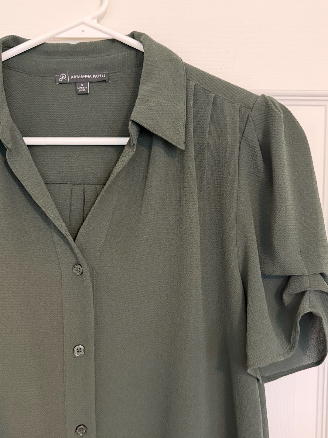 Adrianna Papell Button Down Green Blouse Size S 3