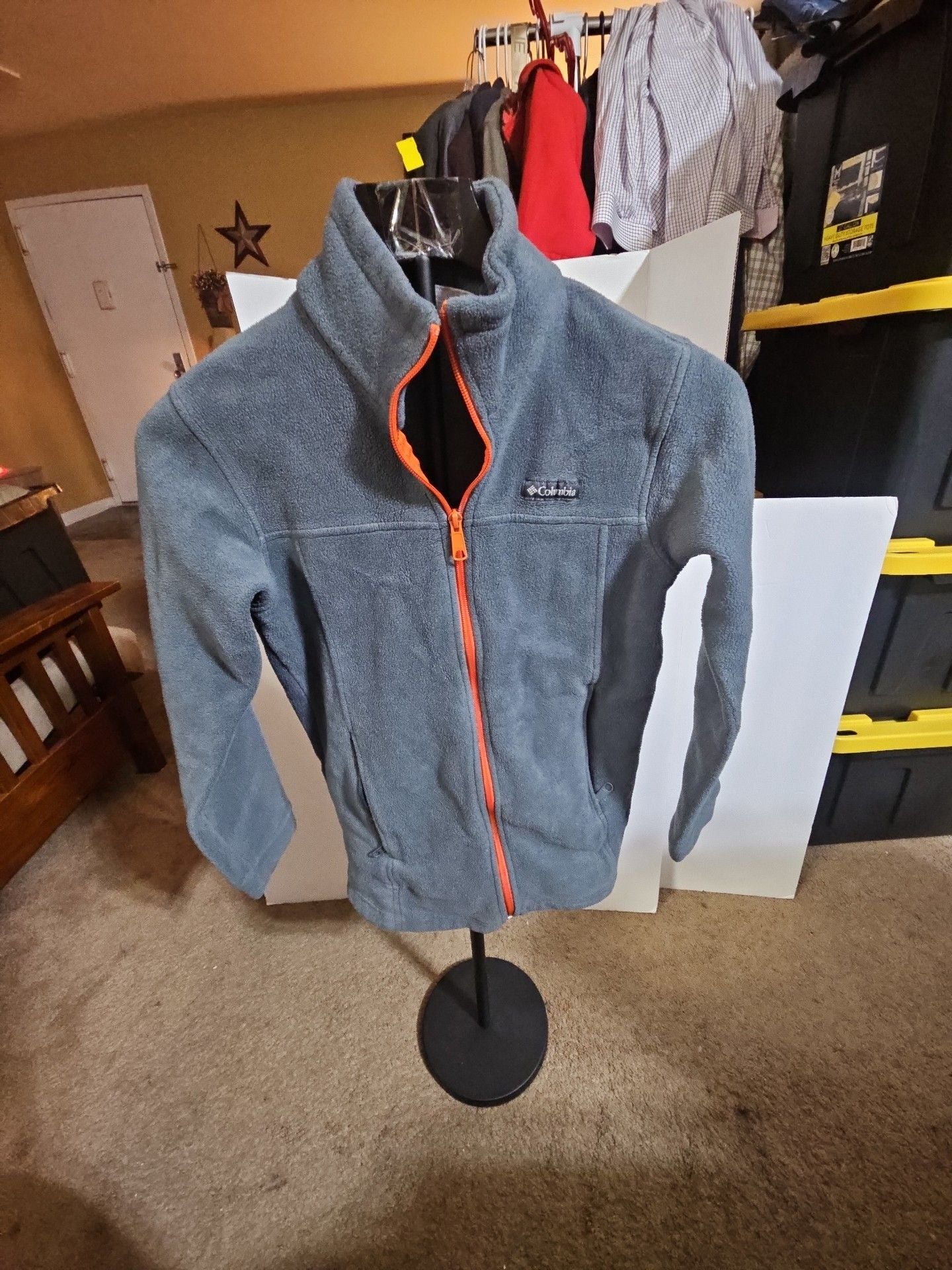 Columbia Full Zip Fleece Jacket Size L Gray Orange kids 2
