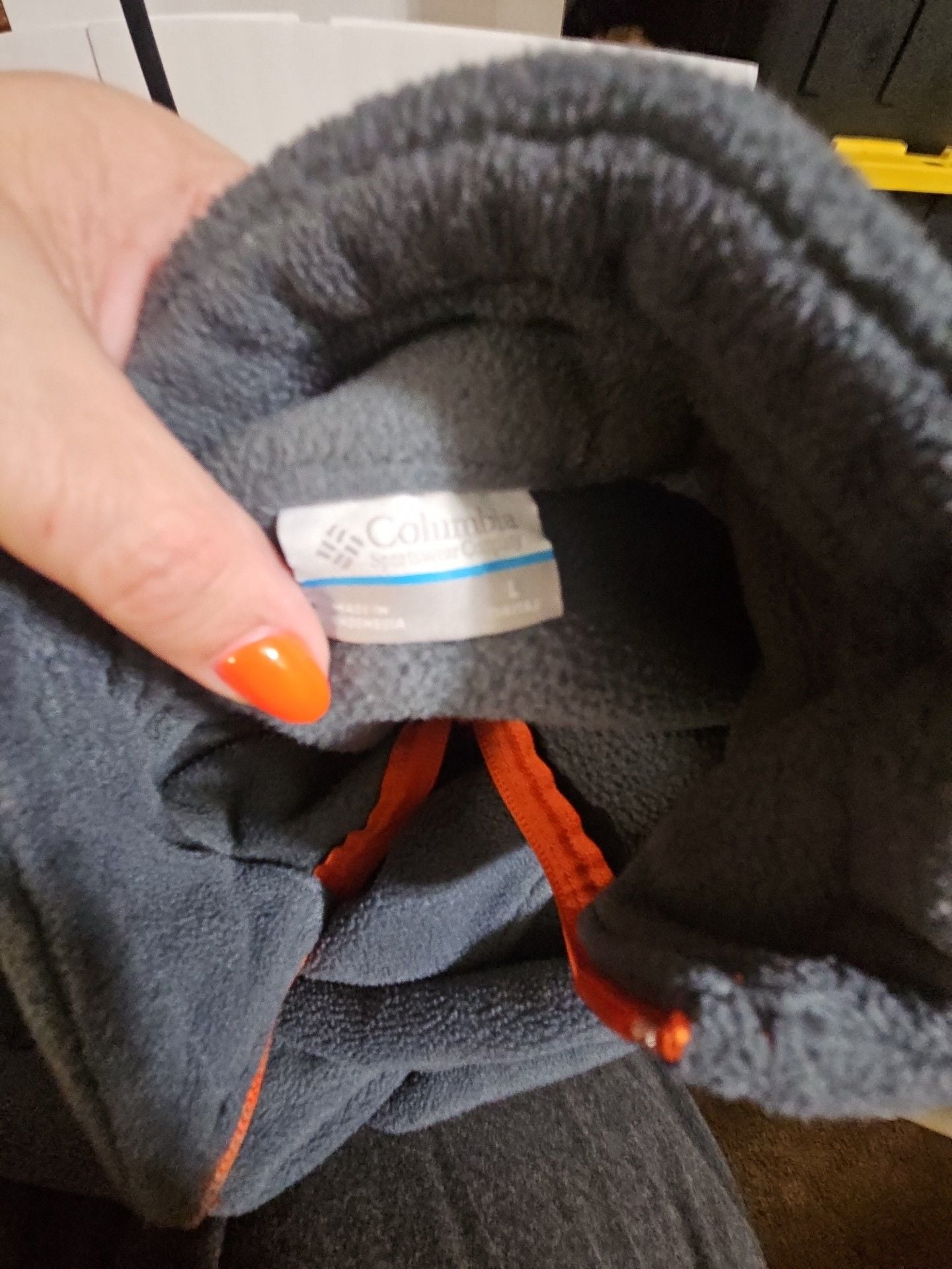 Columbia Full Zip Fleece Jacket Size L Gray Orange kids 4