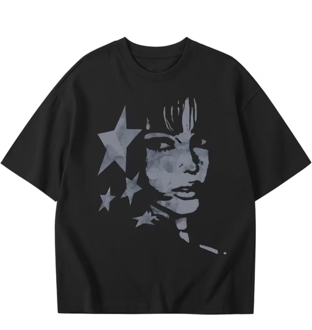 Graphic Print Oversized T-Shirt Black 2