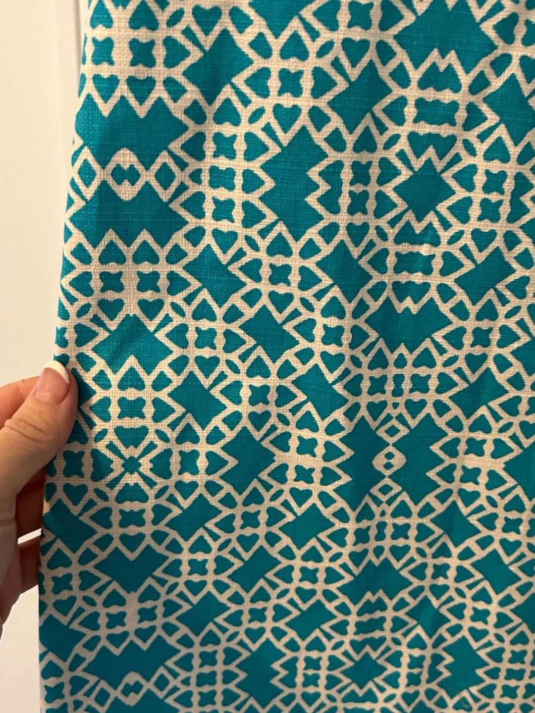 Eliza B Dress Size 4 Teal Geometric Sleeveless Stand Collar 5