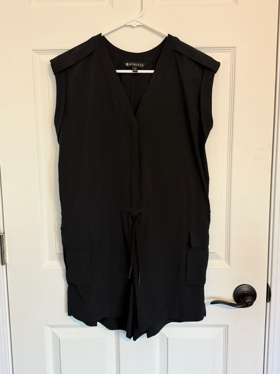 Athleta Romper Size 2 Black V-Neck 2
