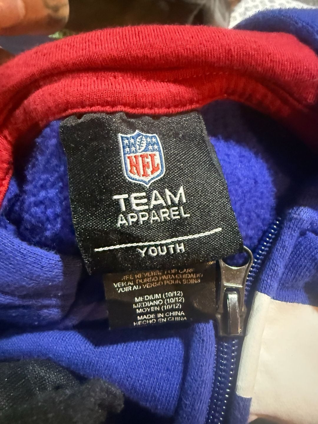 Youth NFL Team Apparel New York Giants Zip Up Hoodie L Blue Red 3