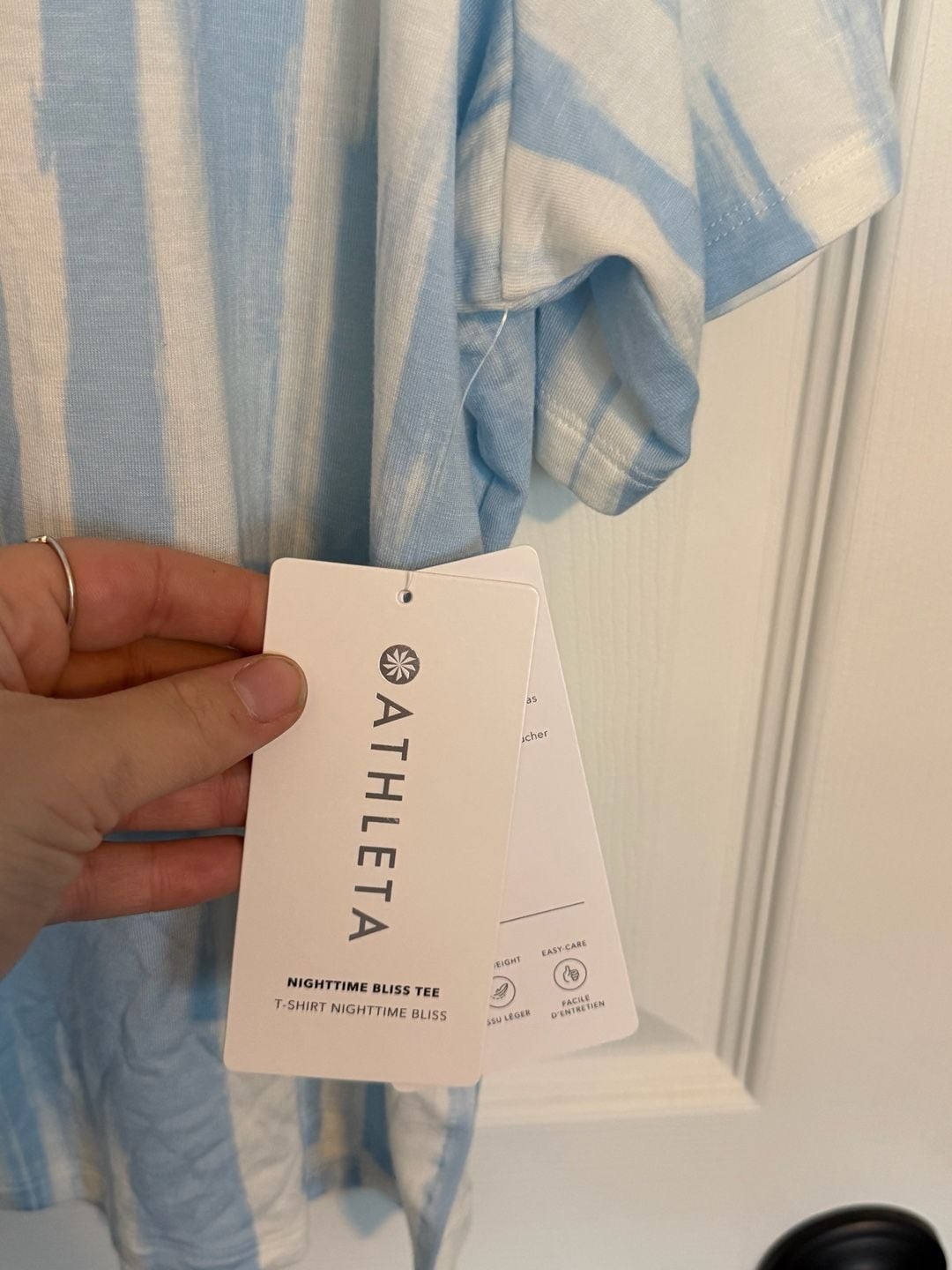 Athleta Nighttime Bliss Tee Size L Blue White Tie Dye 4