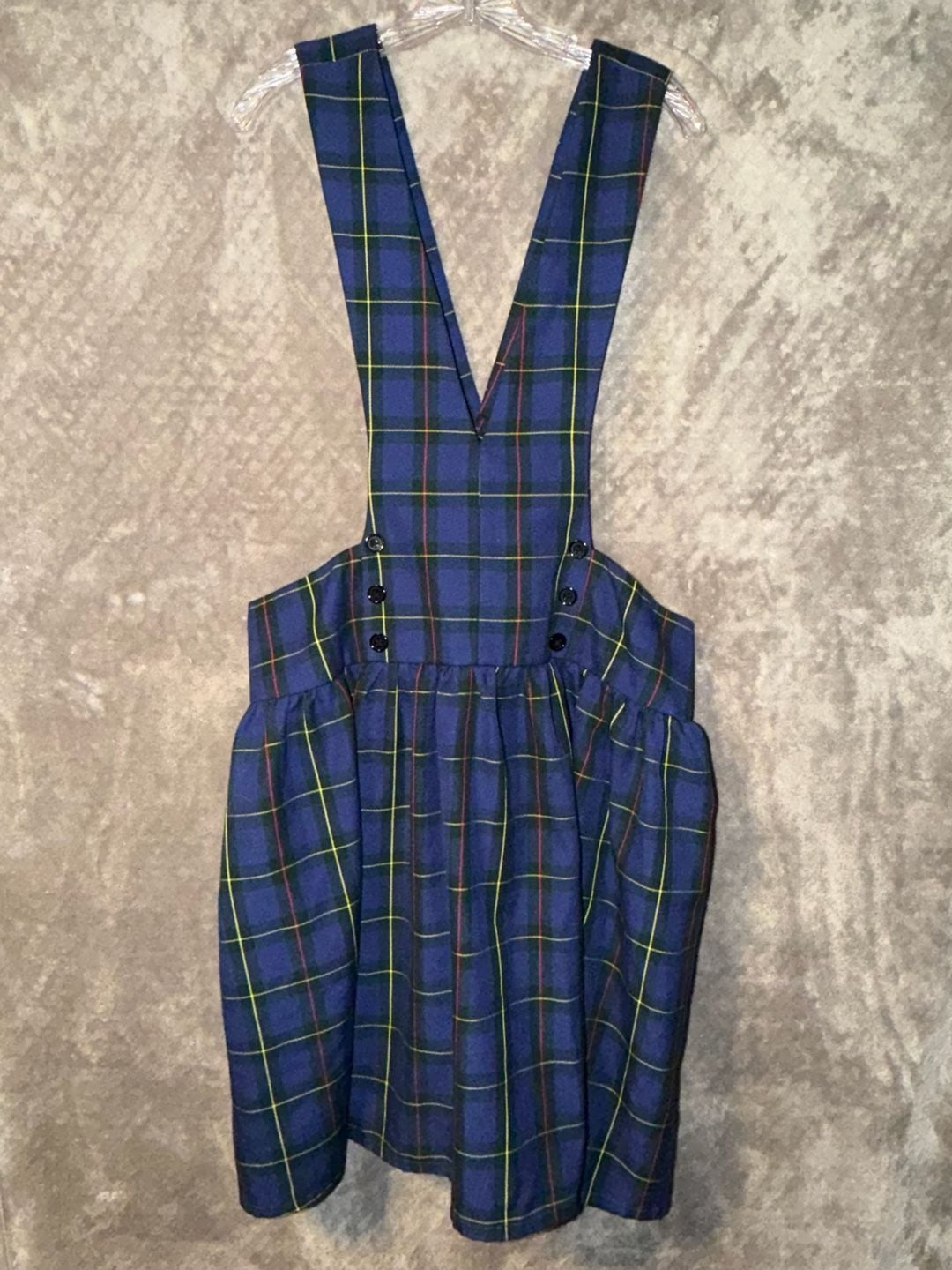 Hot Topic Blue Plaid Bib Suspender Skirt Size 3XL 3