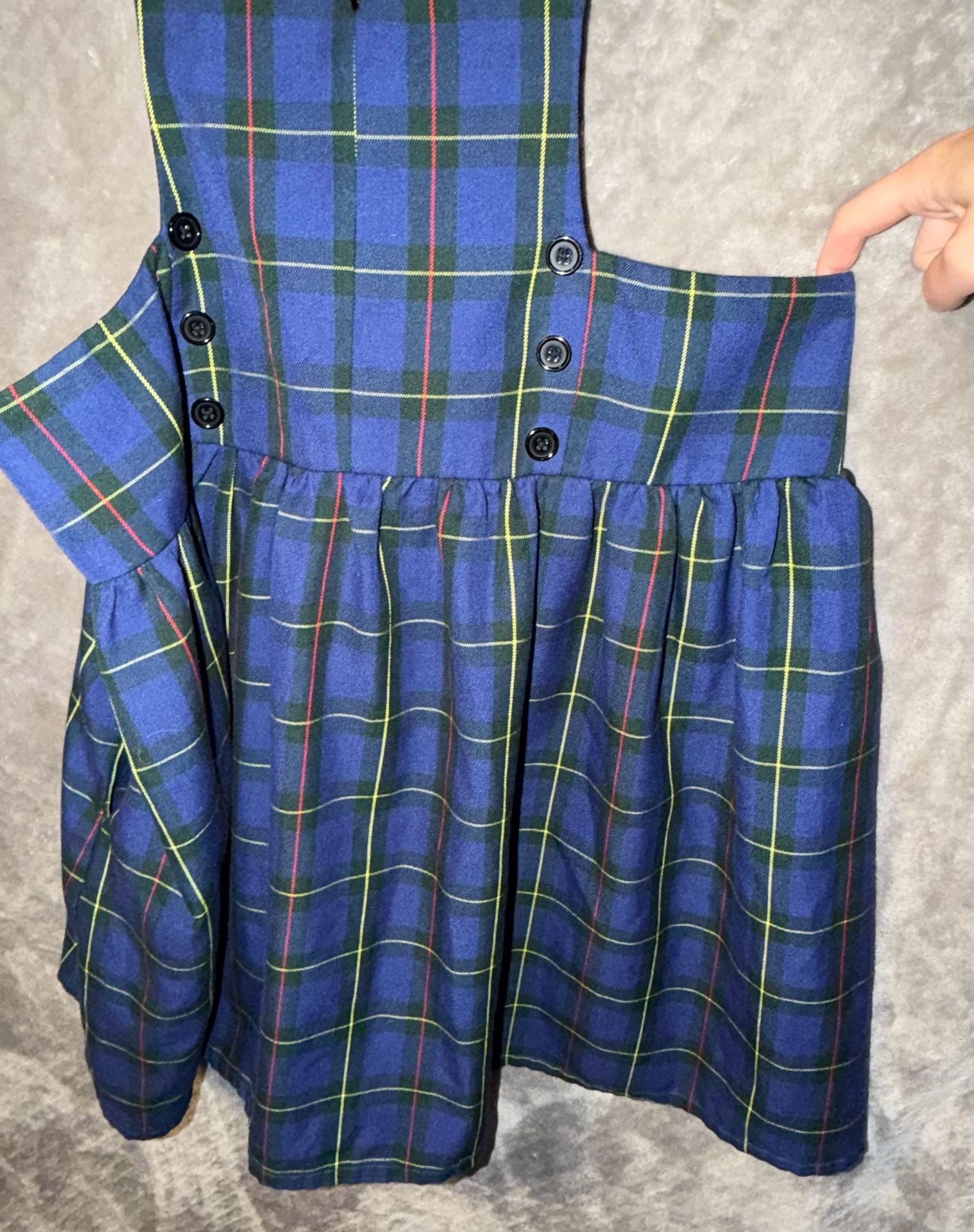Hot Topic Blue Plaid Bib Suspender Skirt Size 3XL 5