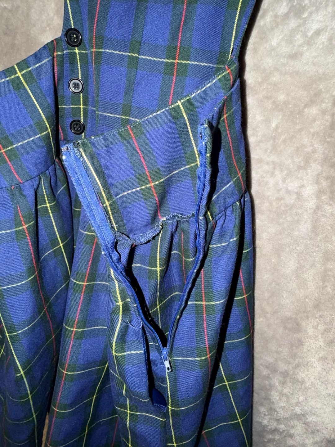 Hot Topic Blue Plaid Bib Suspender Skirt Size 3XL 7