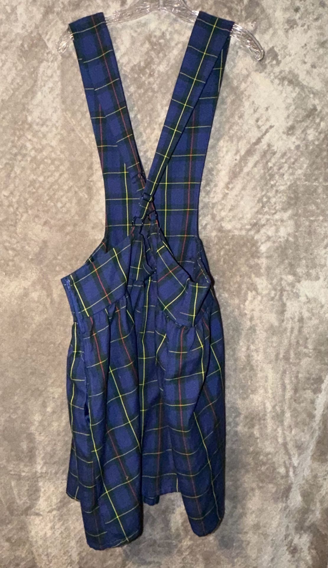 Hot Topic Blue Plaid Bib Suspender Skirt Size 3XL 8