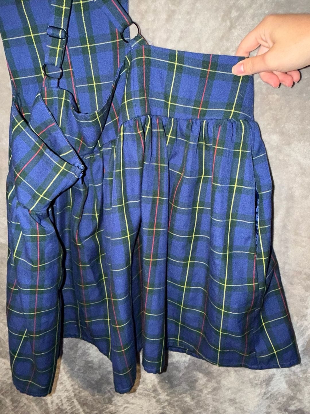 Hot Topic Blue Plaid Bib Suspender Skirt Size 3XL 10