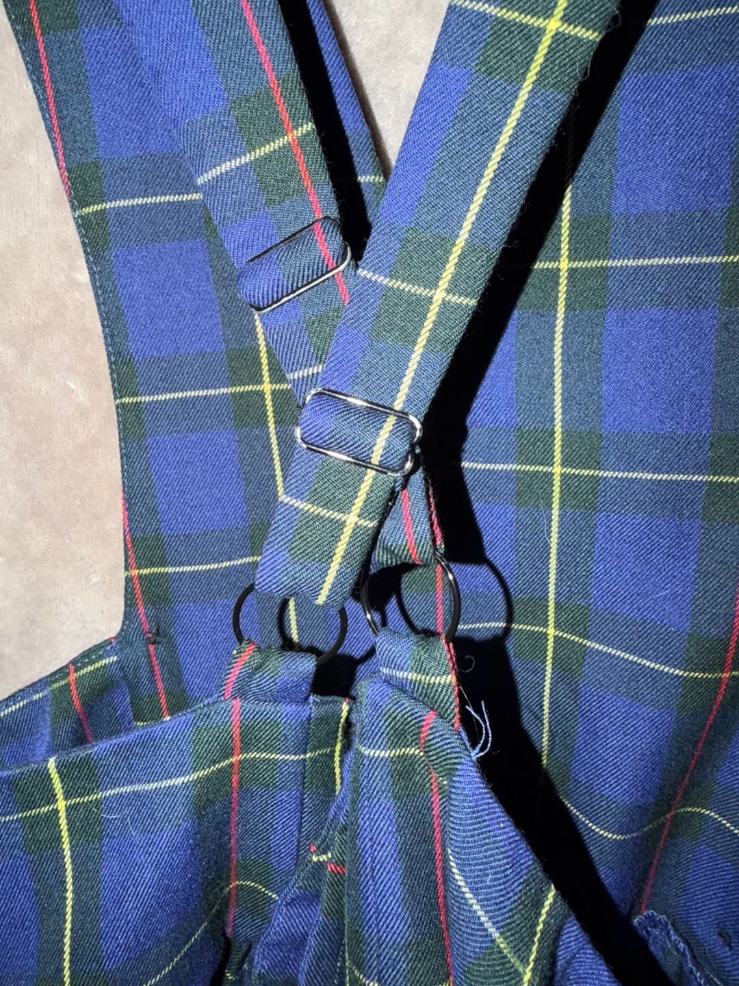 Hot Topic Blue Plaid Bib Suspender Skirt Size 3XL 13