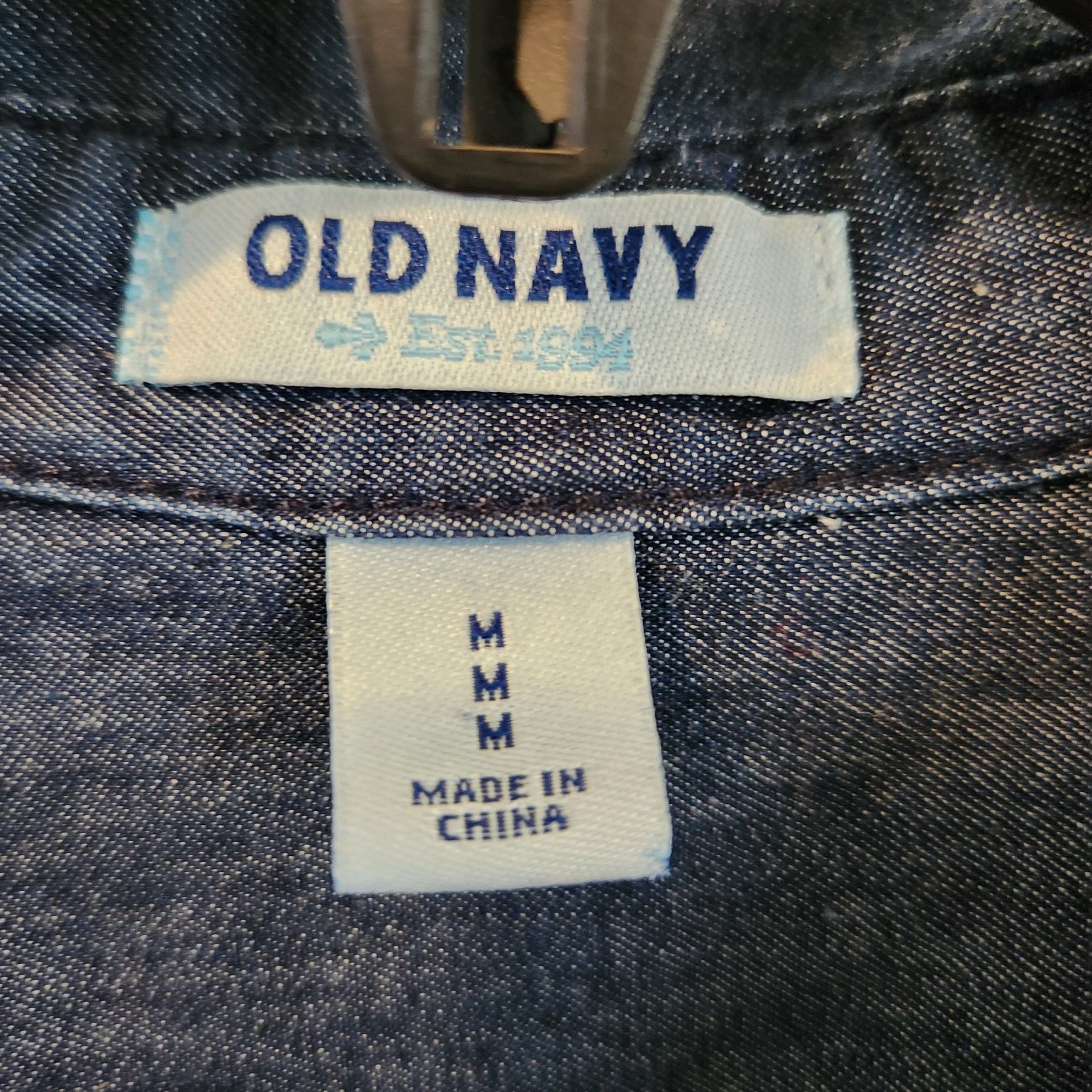 Old Navy Denim Dress Size M Blue Long Sleeve Belted Shirt Dress 3