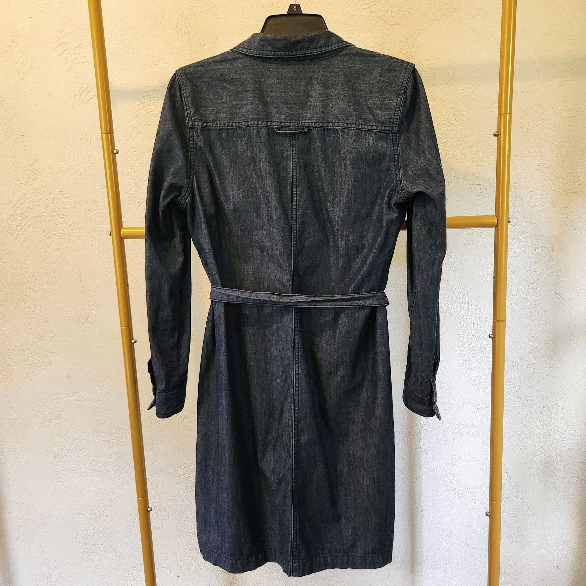 Old Navy Denim Dress Size M Blue Long Sleeve Belted Shirt Dress 5