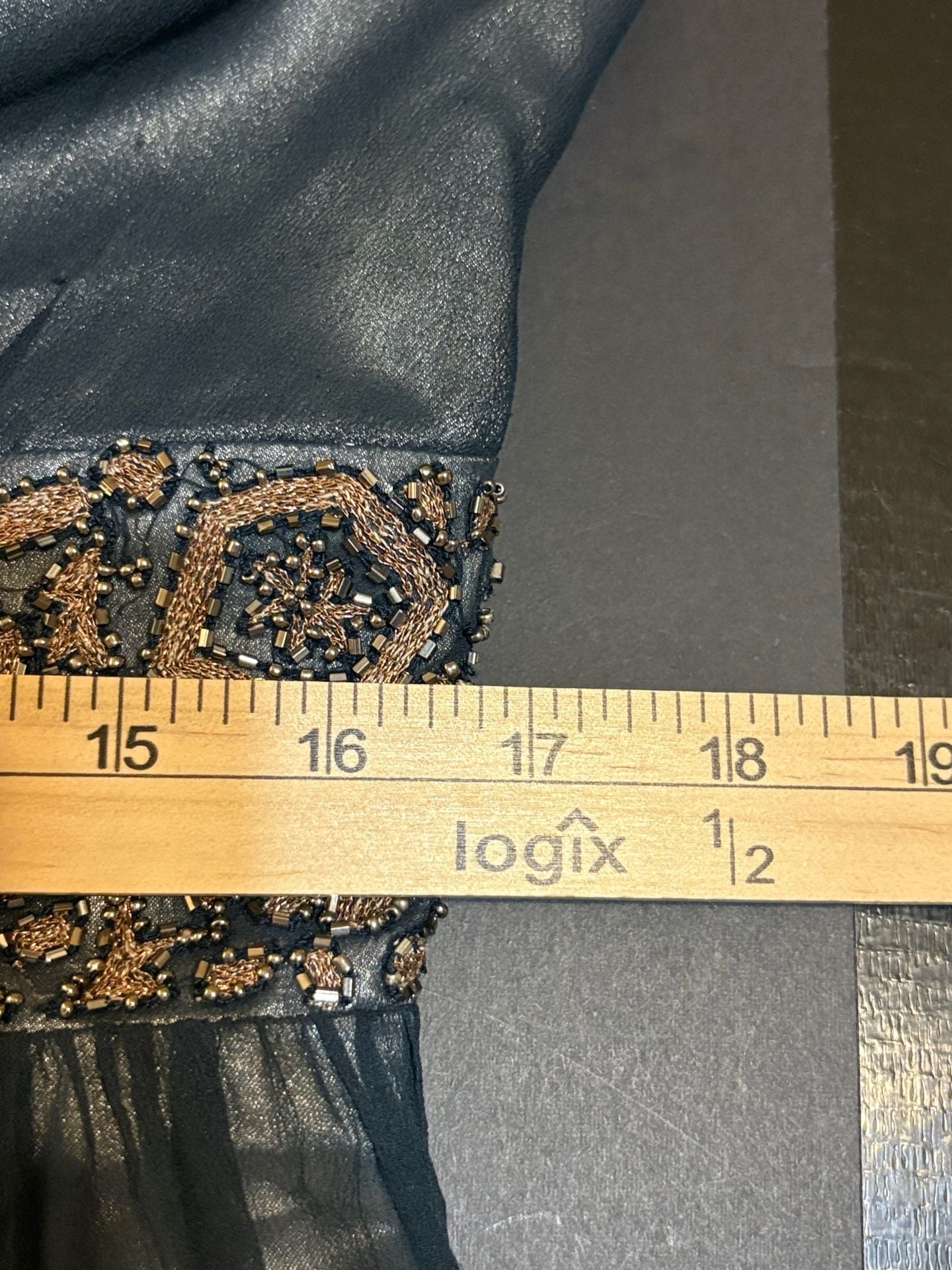 Adrianna Papell Evening Dress Size 14 Blue Beaded Silk Short Cocktail Party 7