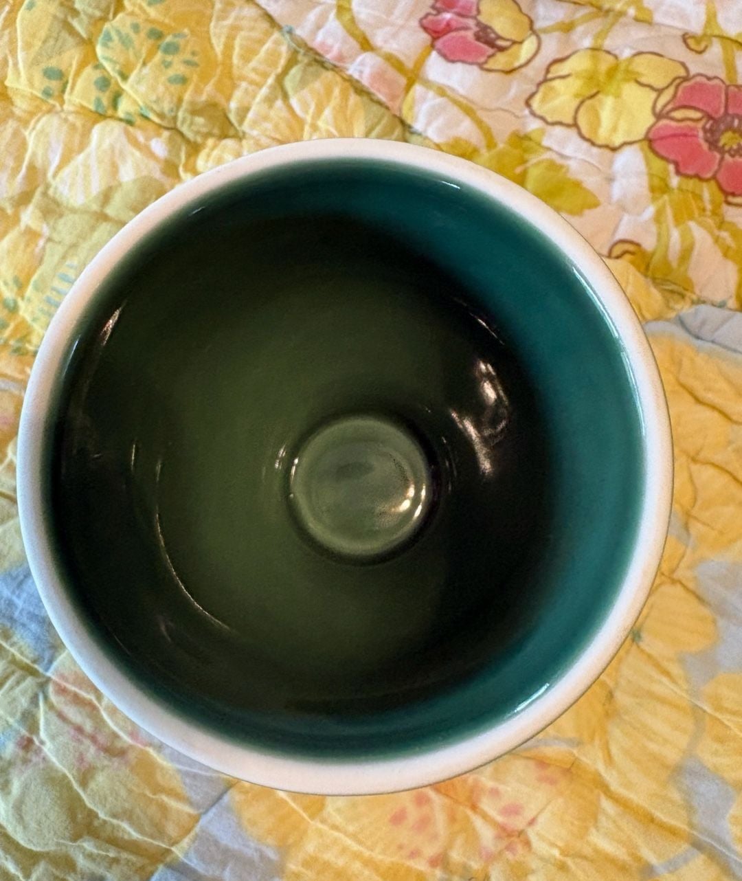 EUC Green Ceramic Butter Bell Crock with Embossed Leaf Scroll Design 4