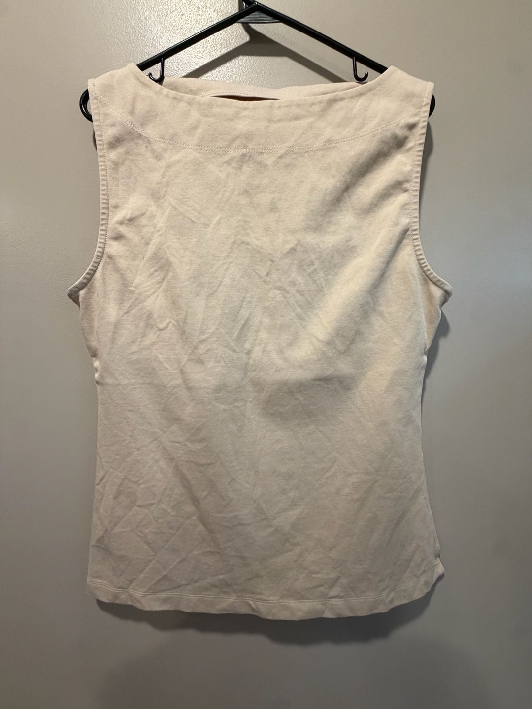 by Anthropologie Tank Top Size L Beige Cotton Blend Boat Neck Sleeveless 4