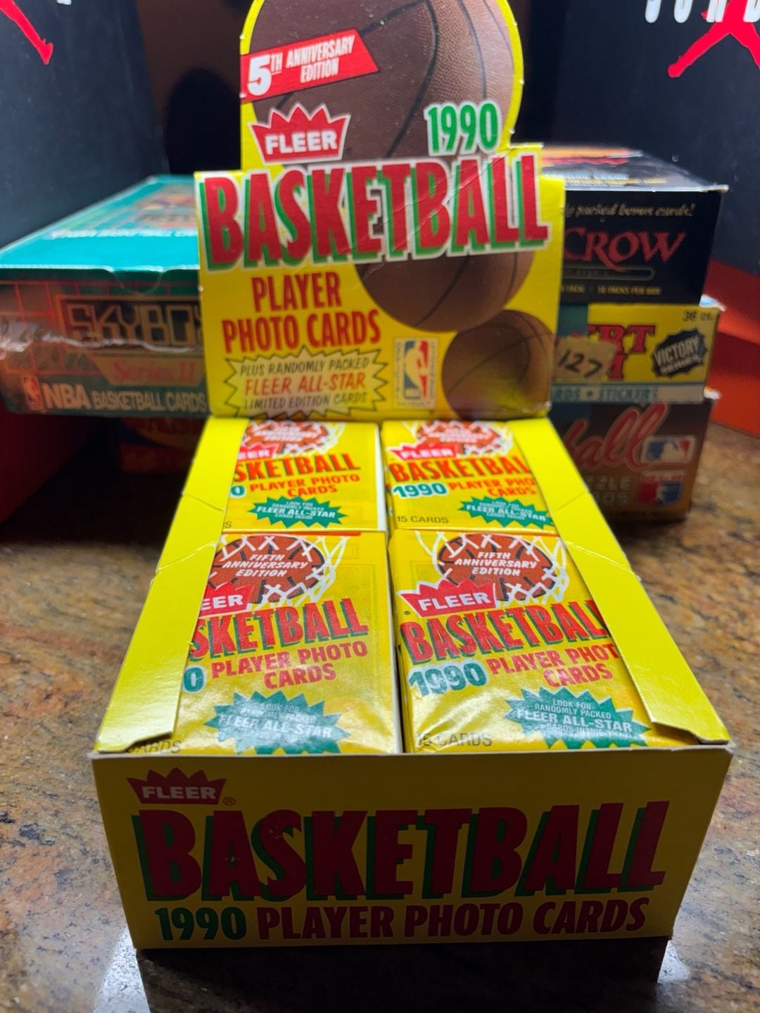 3x Fleer Basketball 1990 Player Photo Cards Packs Unopened Jordan! Bird! Magic 3