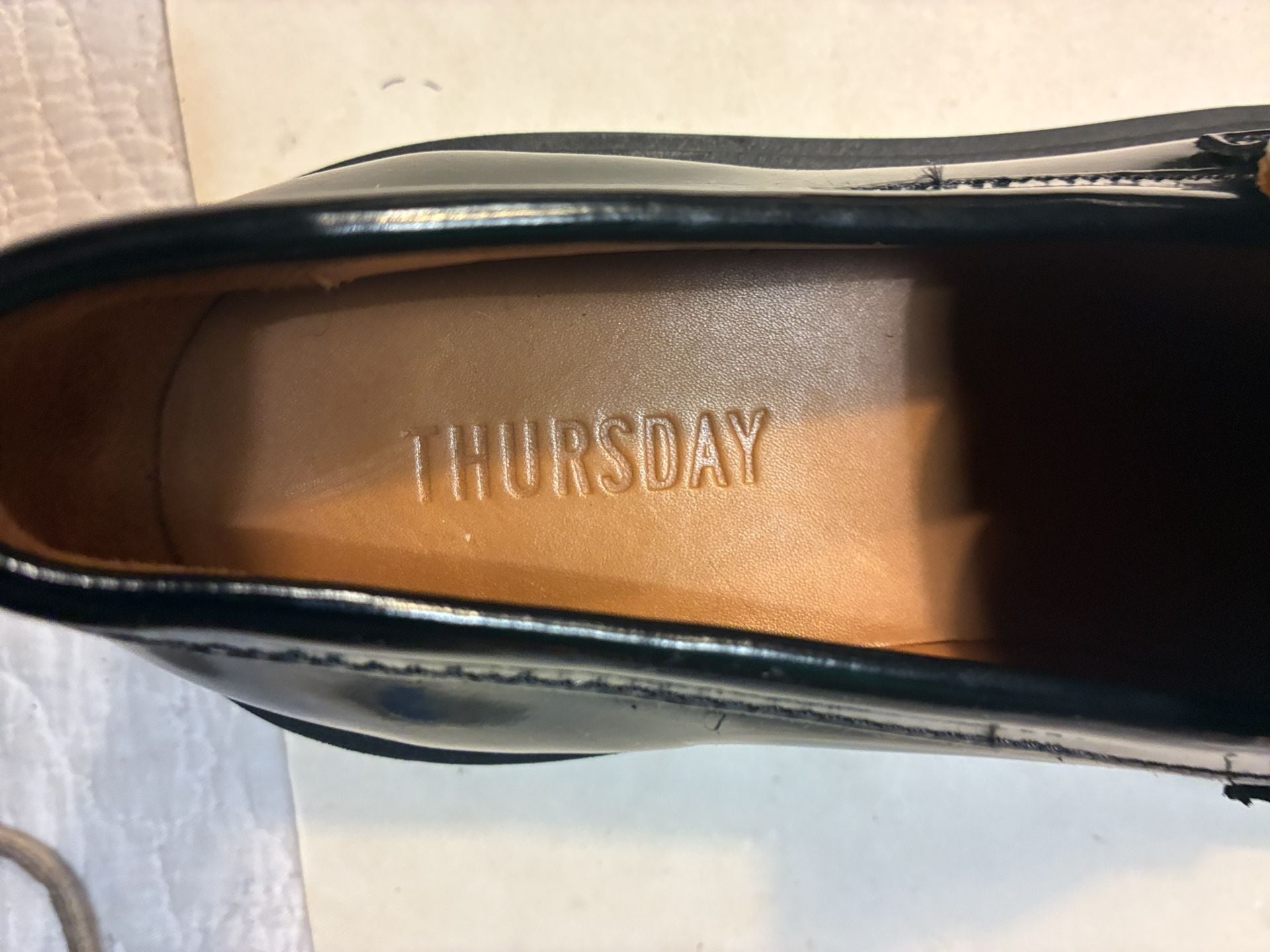 Thursday Boot Co Black Leather Lug Sole Penny Loafers 12