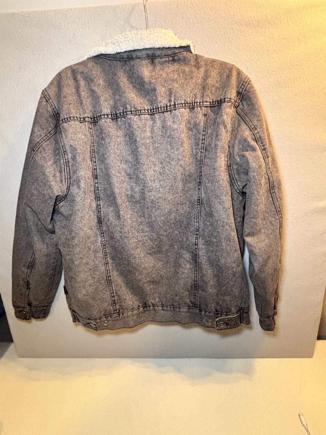 Brooklyn Cloth Sherpa Denim Jacket Size XL Acid Wash Gray 4