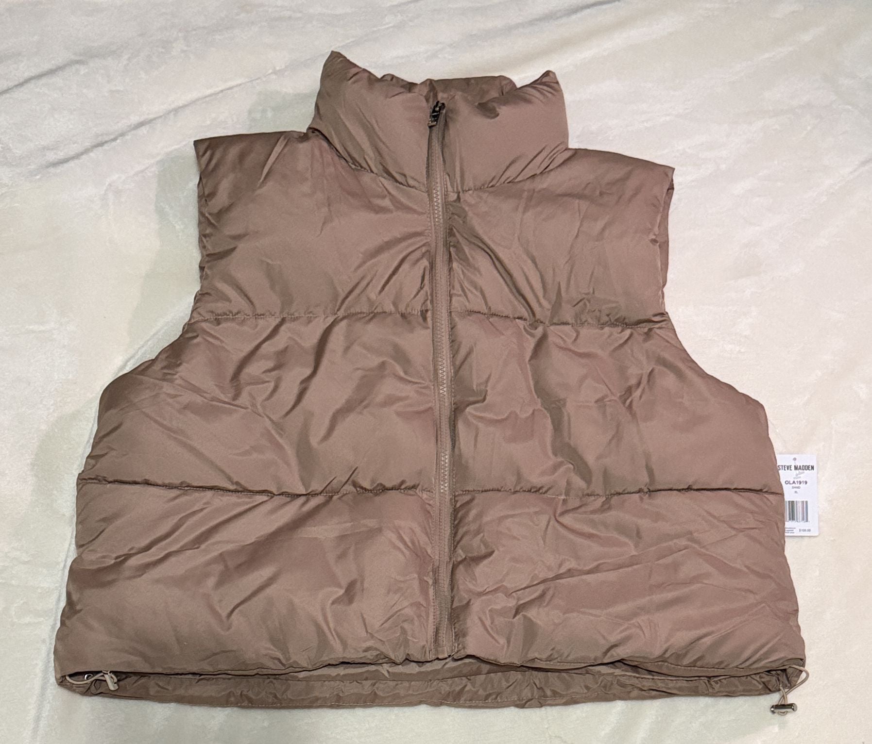 Steve Madden Puffer Vest Size XL Sand New With Tags 2