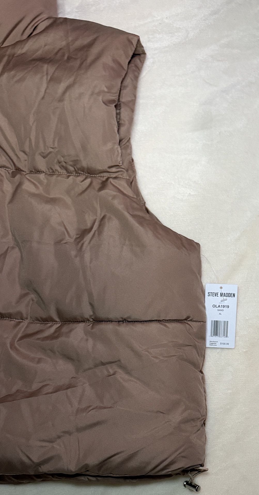 Steve Madden Puffer Vest Size XL Sand New With Tags 4