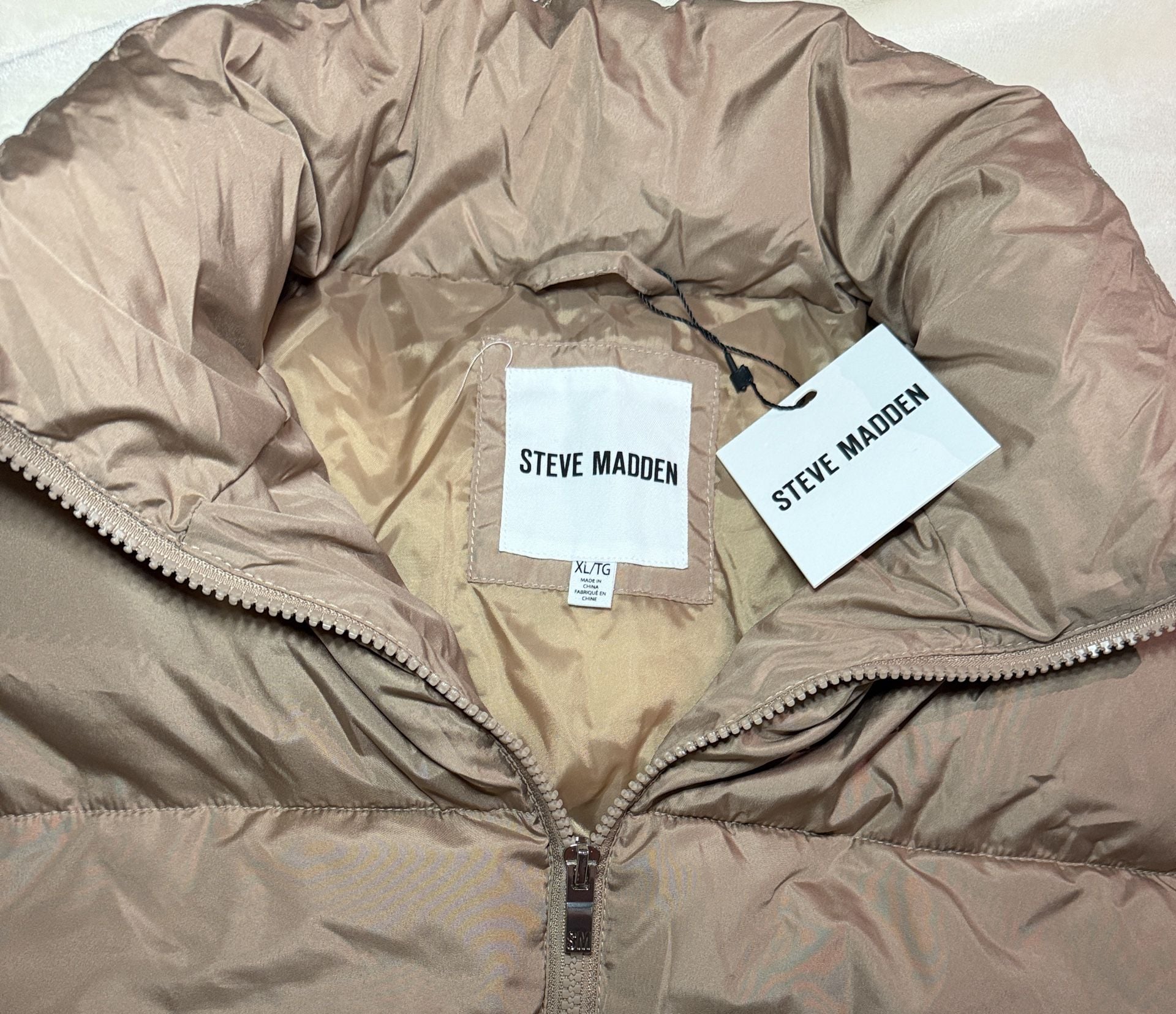 Steve Madden Puffer Vest Size XL Sand New With Tags 5