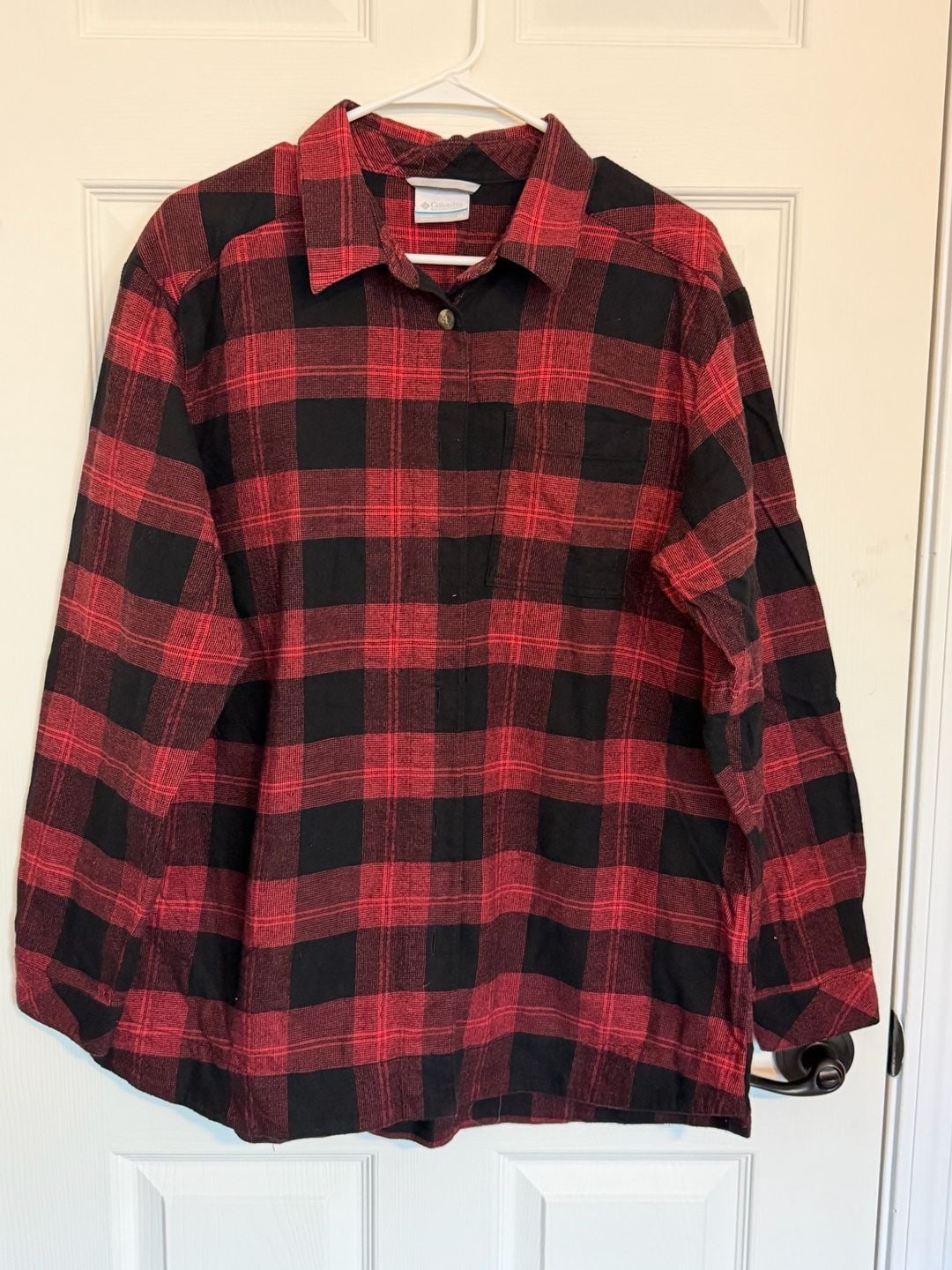 Columbia Sportswear Company Flannel Shirt XL Red Black Plaid Long Sleeve 2
