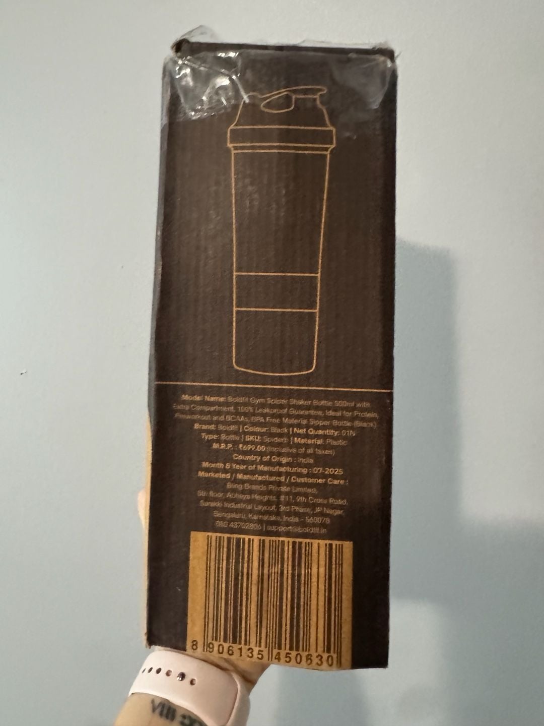 Boldfit Spider Shaker Gym Bottle 500ml Black 5