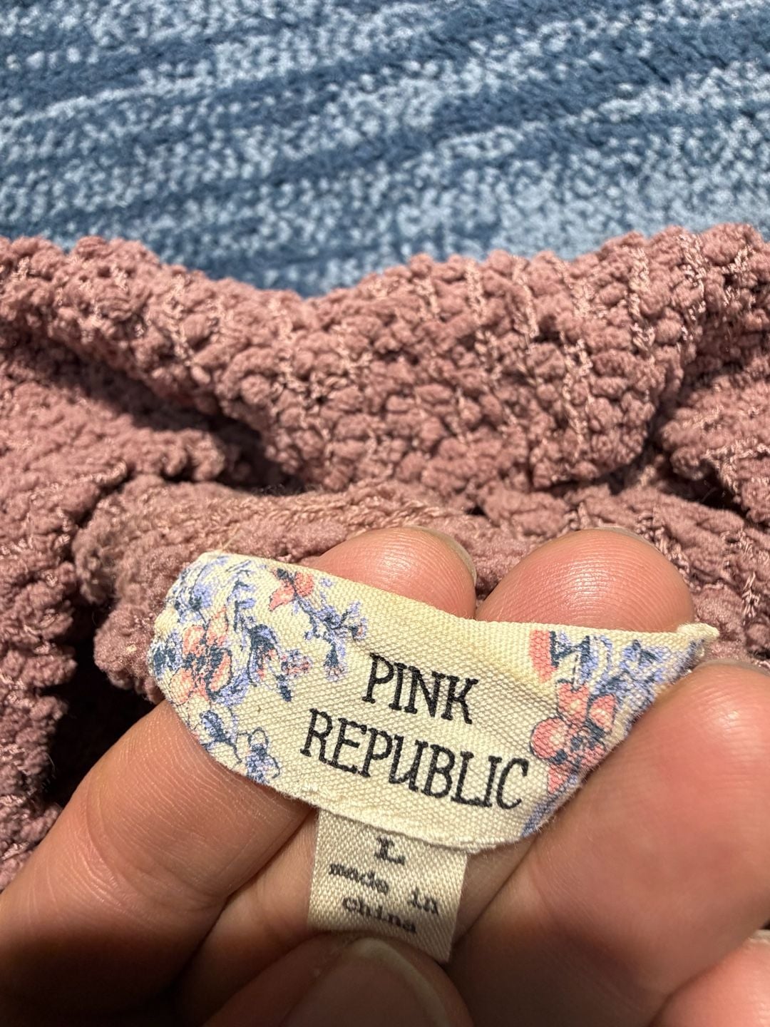 Pink Republic Popcorn Knit Turtleneck Sweater Size L Mauve 7