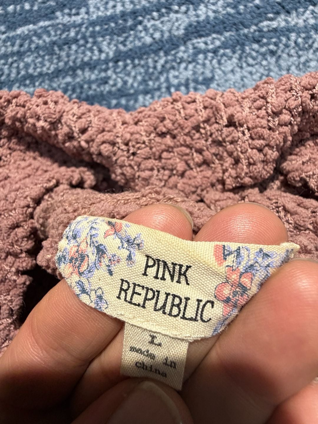 Pink Republic Popcorn Knit Turtleneck Sweater Size L Mauve 8