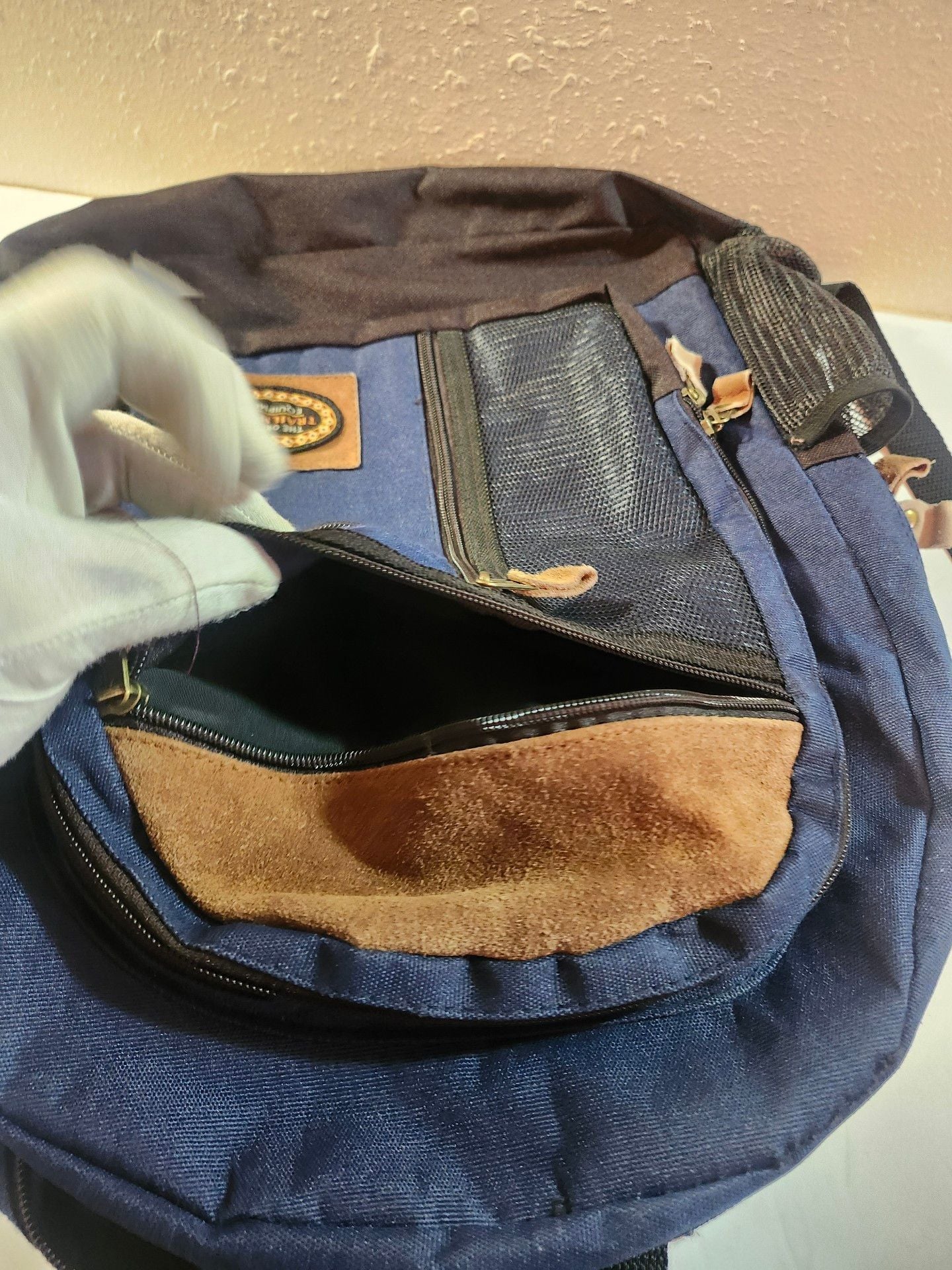 Trailmaker Equipment Blue Canvas Backpack With Leather Trim 4