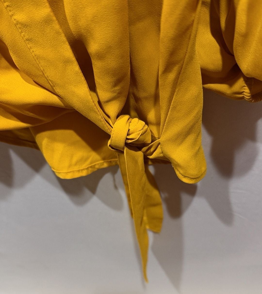 Soho New York & Company Blouse Size XL Yellow Tie Front Top 5