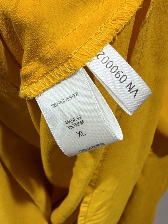 Soho New York & Company Blouse Size XL Yellow Tie Front Top 4