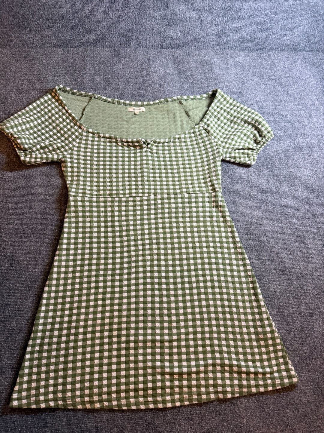 Madewell Jacquard Puff-Sleeve Mini Dress Gingham Check 2