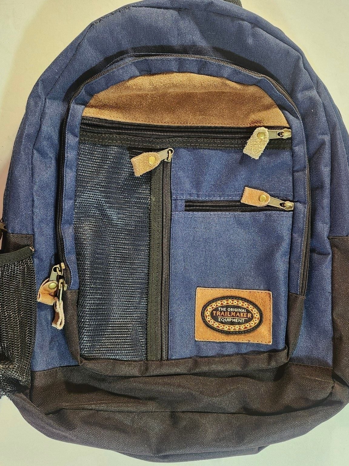 Trailmaker Equipment Blue Canvas Backpack With Leather Trim 2