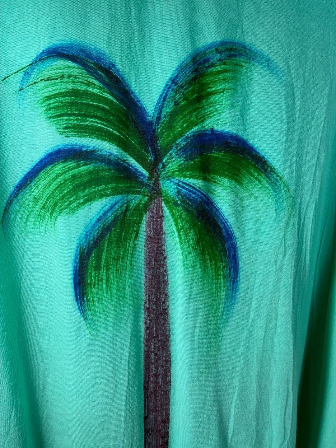Beach By Exist Palm Tree Caftan Cover Up Size S/M Seafoam Green 4