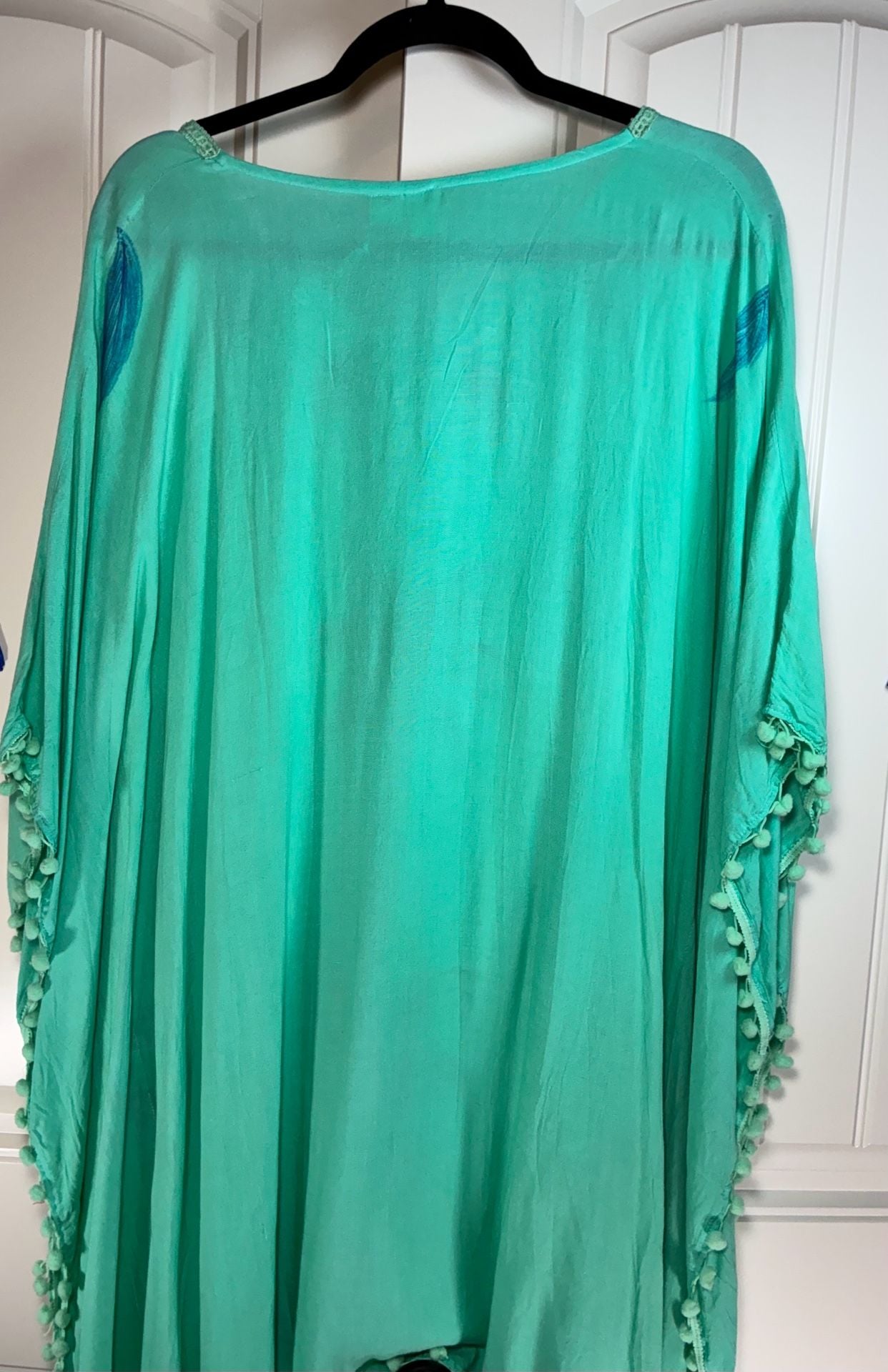 Beach By Exist Palm Tree Caftan Cover Up Size S/M Seafoam Green 6