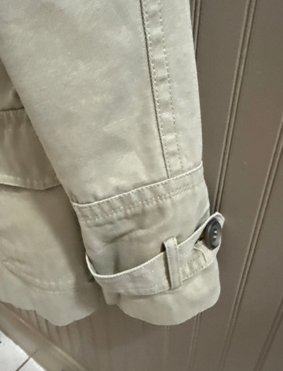 Via Trench Coat Size 10 Beige Cotton Short Belted Jacket 4