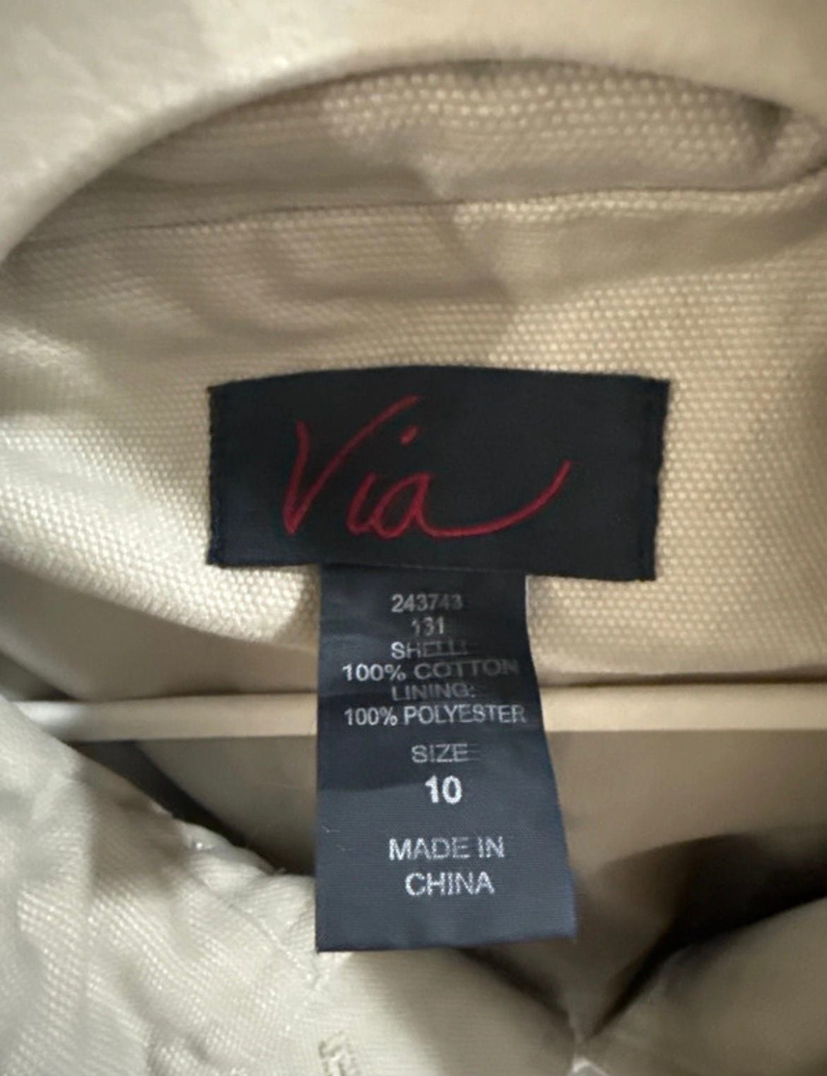 Via Trench Coat Size 10 Beige Cotton Short Belted Jacket 6