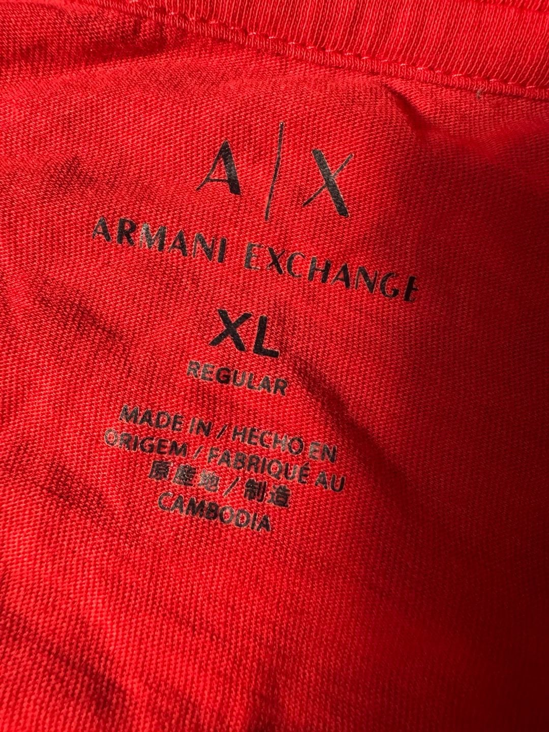 Armani Exchange Graphic V-Neck T-Shirt Size XL Red 3