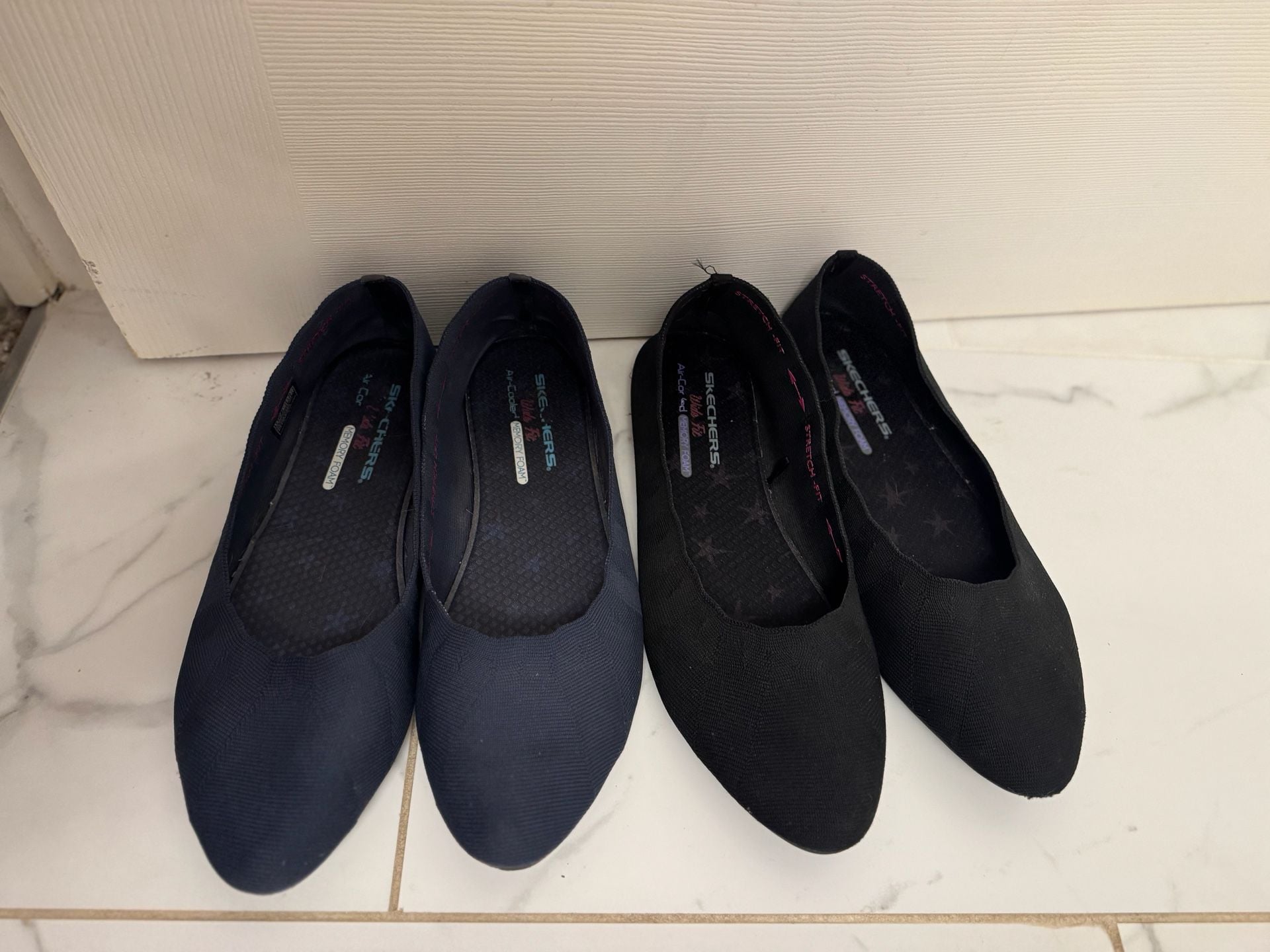 Skechers Air-Cooled Memory Foam Flats Black & Navy Set (2) size 10W Womens 1