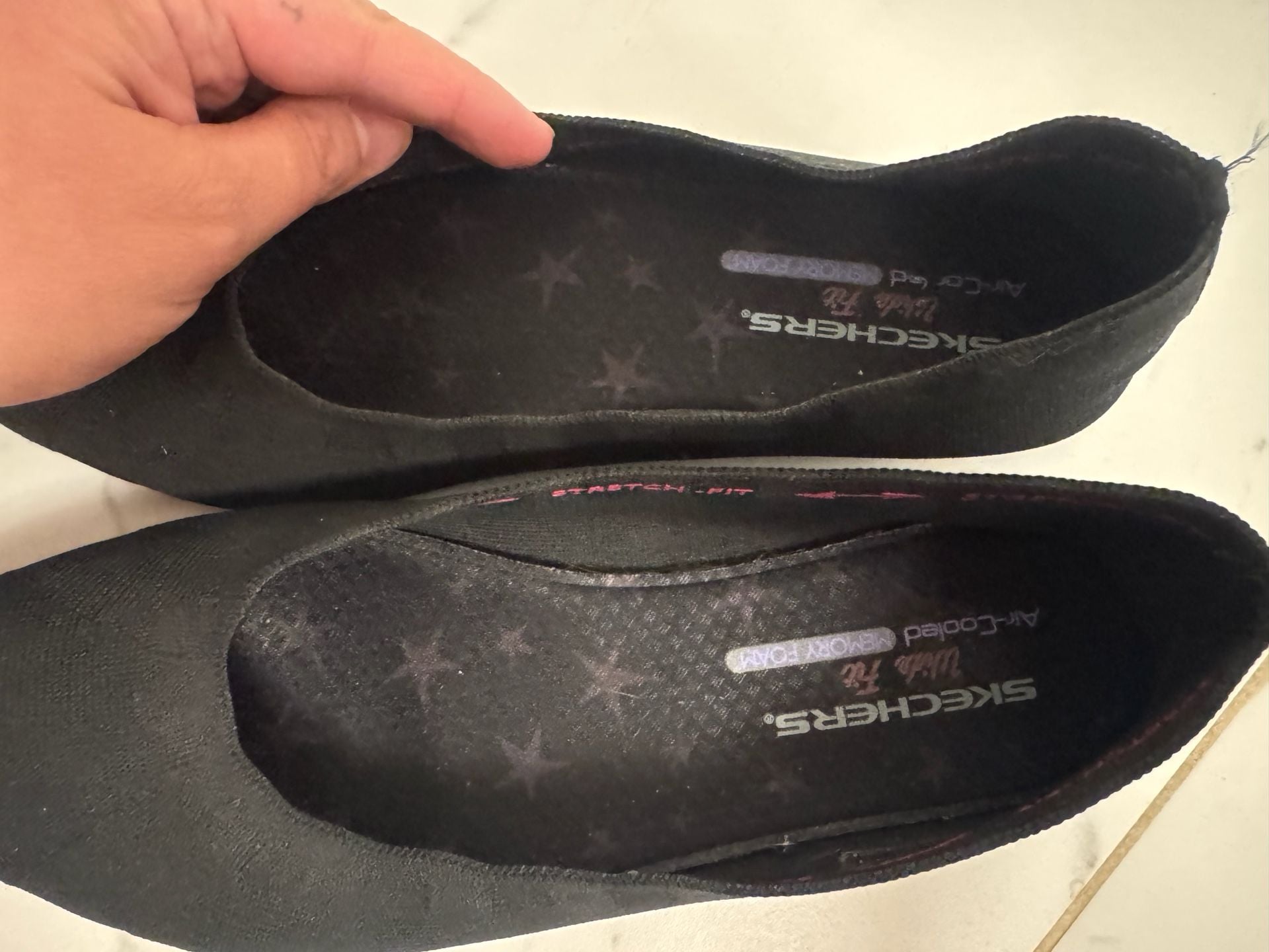 Skechers Air-Cooled Memory Foam Flats Black & Navy Set (2) size 10W Womens 5