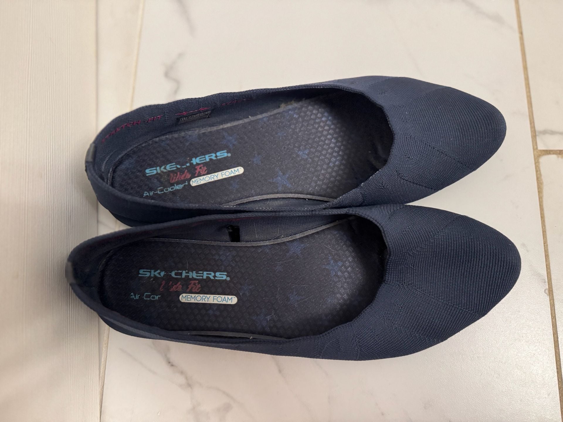 Skechers Air-Cooled Memory Foam Flats Black & Navy Set (2) size 10W Womens 7