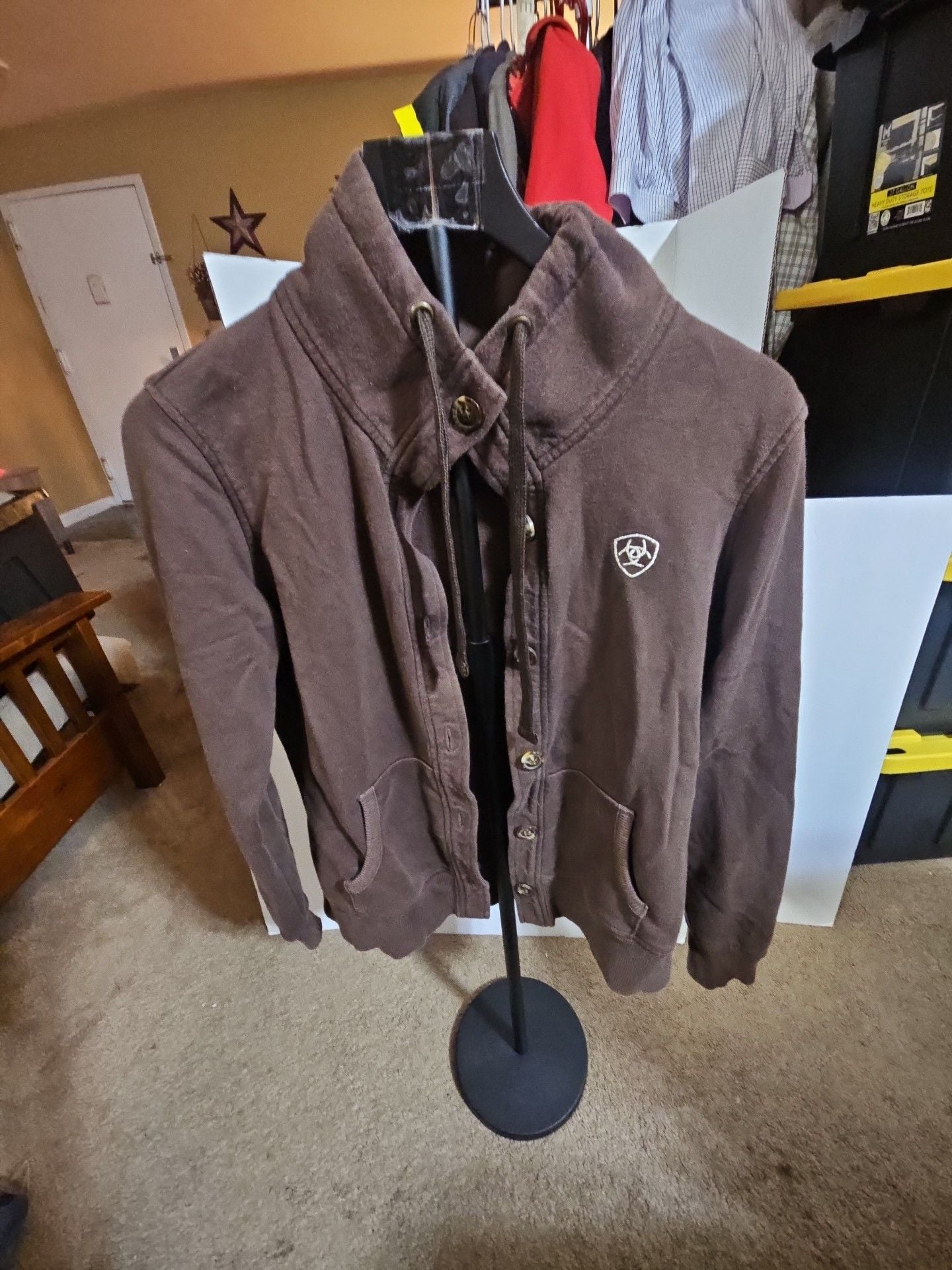 Ariat Hoodie Sweatshirt Size M Brown Full Zip Funnel Neck 2