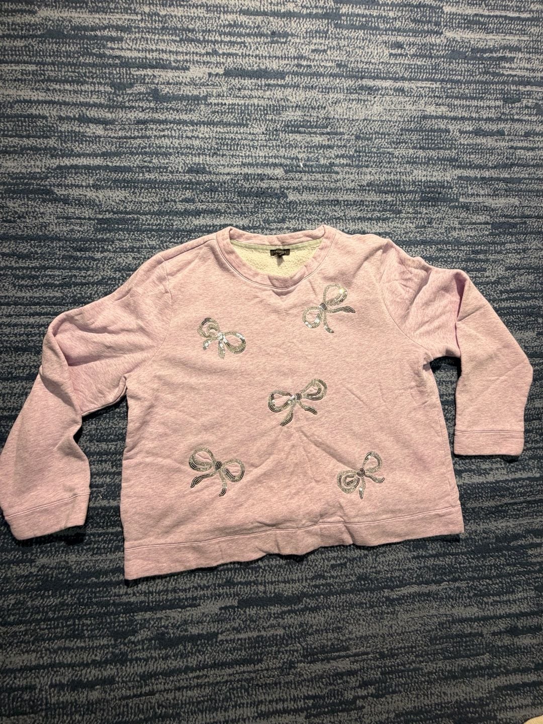 Talbots Sequin Bow Sweatshirt XL Purple Heather Pullover 3