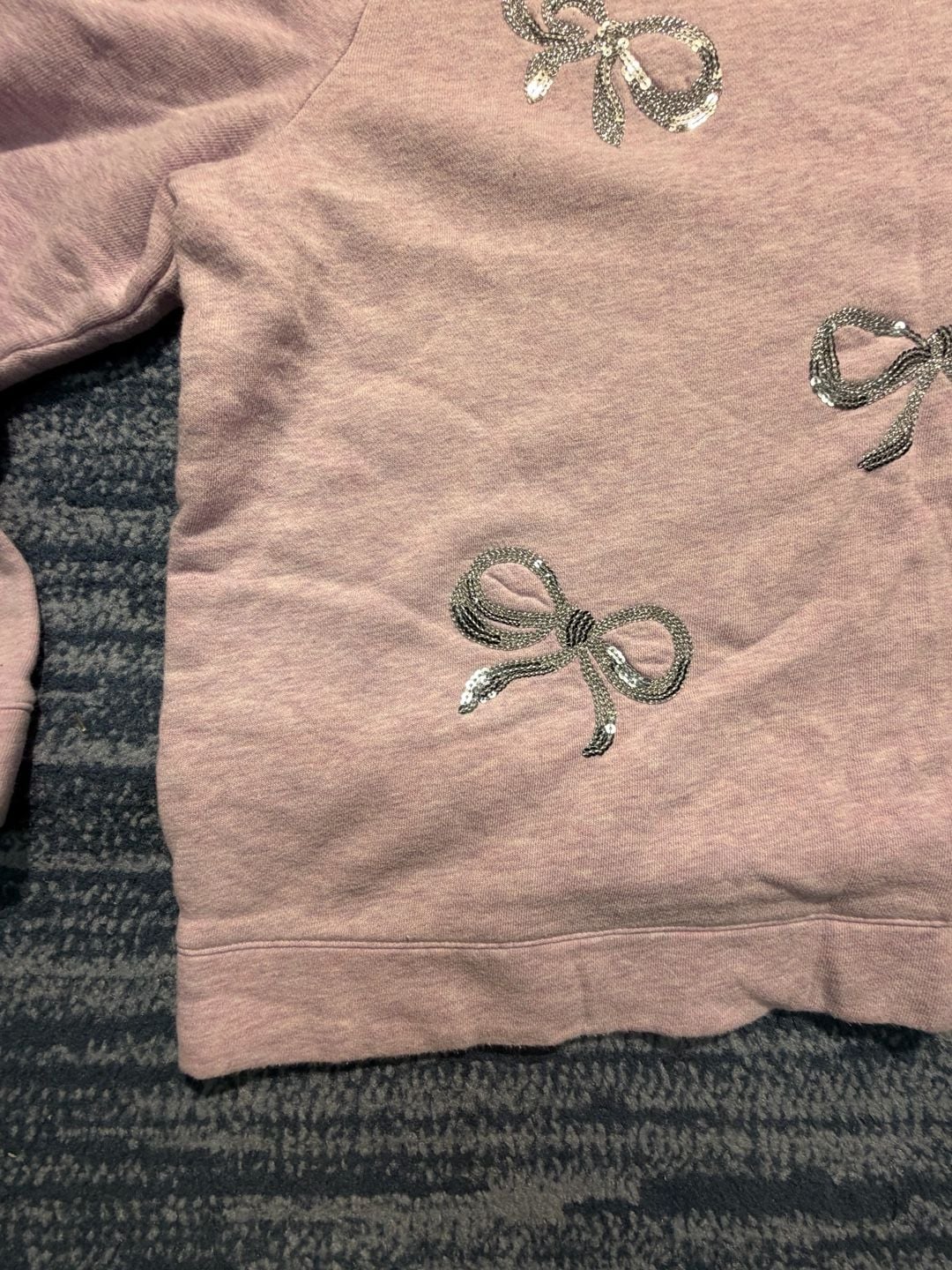 Talbots Sequin Bow Sweatshirt XL Purple Heather Pullover 4