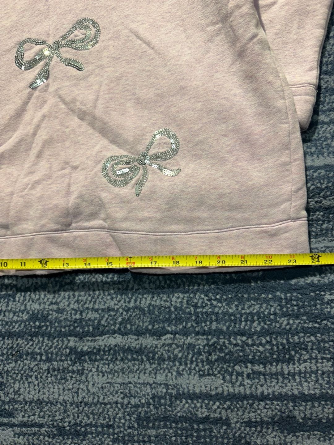 Talbots Sequin Bow Sweatshirt XL Purple Heather Pullover 10